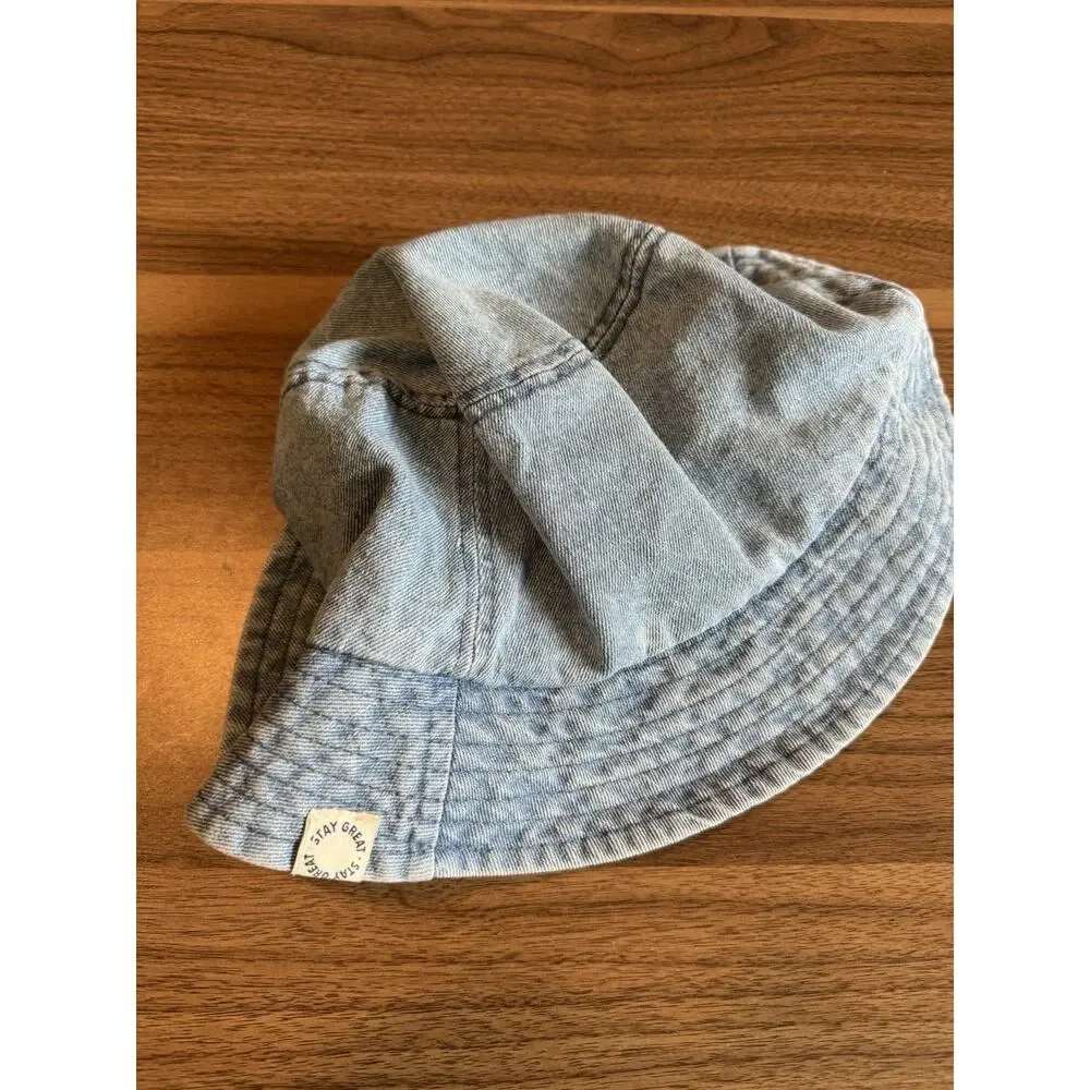 Zara Kids Unisex Washed Denim Cotton Lightweight Summer Bucket Hat Blue